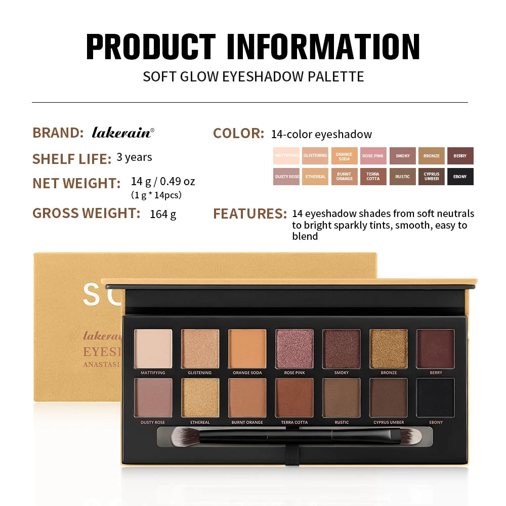 Soft Earth Tone Eyeshadow Palette – Multi-Color Matte & Pearl Everyday Makeup