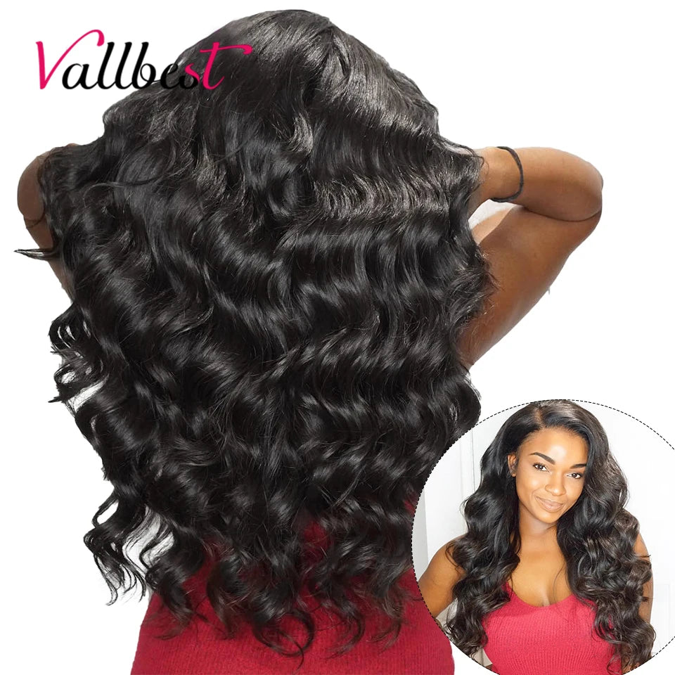 Vallbest Brazilian Loose Wave Bundles with Lace Closure – 3 Bundles Remy Human Hair Extensions
