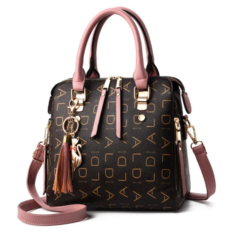 Classic Monogrammed Satchel Bag – Vintage Style with Detachable Chain Strap