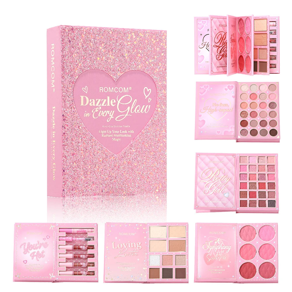 All-In-One Makeup Book – Full Face Palette (Eyes, Blush, Contour & Lip Gloss) 5-Layer Makeup Book – Complete Glam Kit