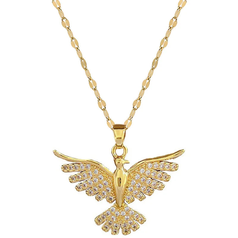 Stainless Steel Phoenix Eagle Pendant Necklace