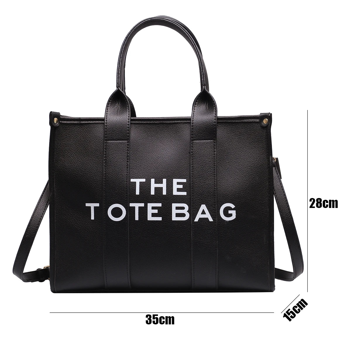 Large Letter Print Tote Bag | Luxury Vegan Leather Crossbody Handbag