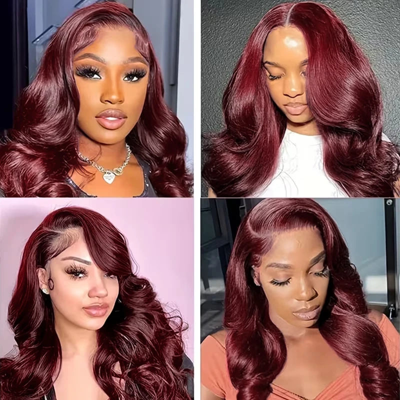 Burgundy Body Wave Bundles: 99j Wine Red 100% Unprocessed Human Hair (16A Grade Raw Hair)