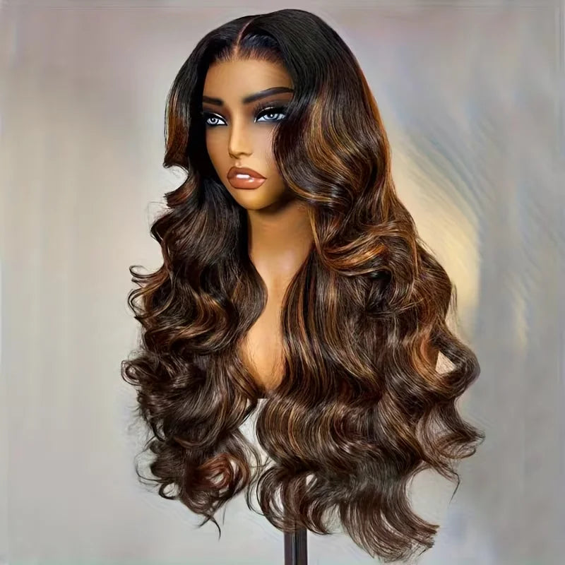 Glueless P1B/30 Highlight Body Wave Human Hair Lace Wig - Pre-Plucked & Pre-Cut