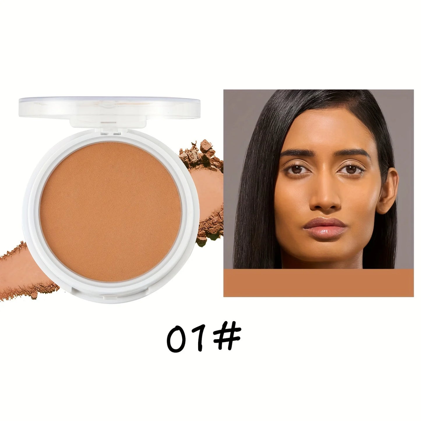 Professional Matte Bronzing Powder for Dark Skin – Sweatproof, Long-Wear Foundation & Contour Compact