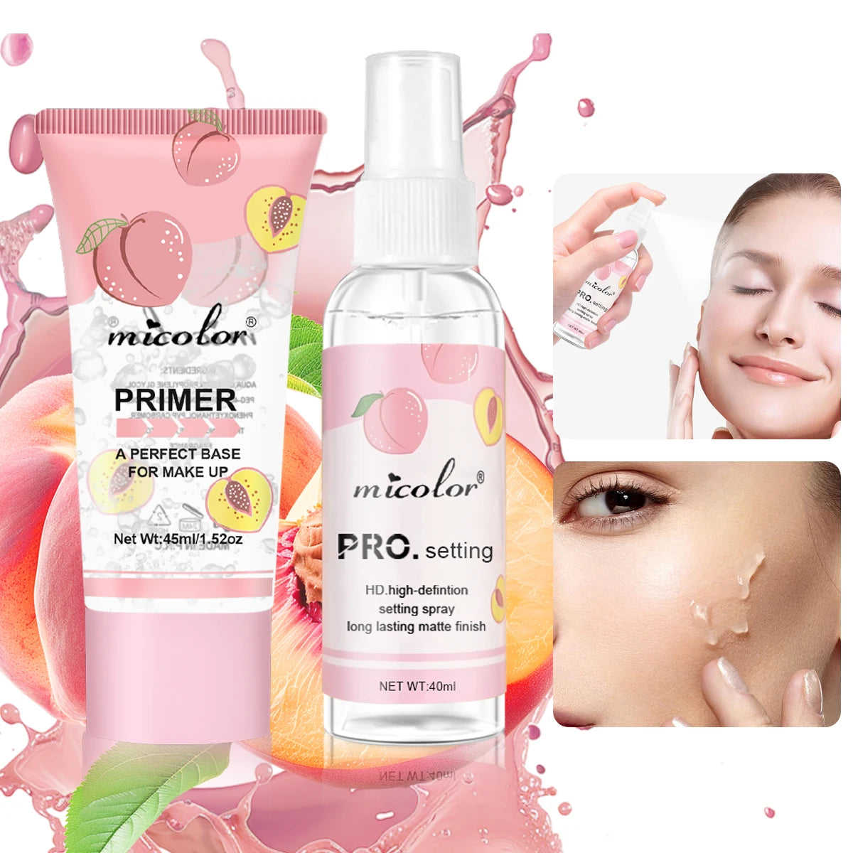 2-Piece Makeup Prep & Set Kit – Pore-Blurring Primer + Long-Lasting Setting Spray
