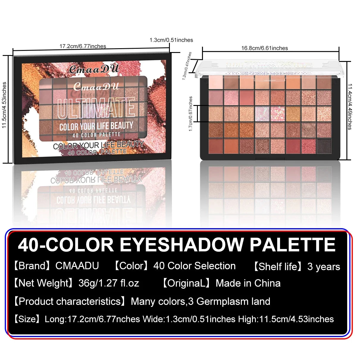 40-Color Eyeshadow Palette – Highly Pigmented Waterproof Matte & Pearl Makeup