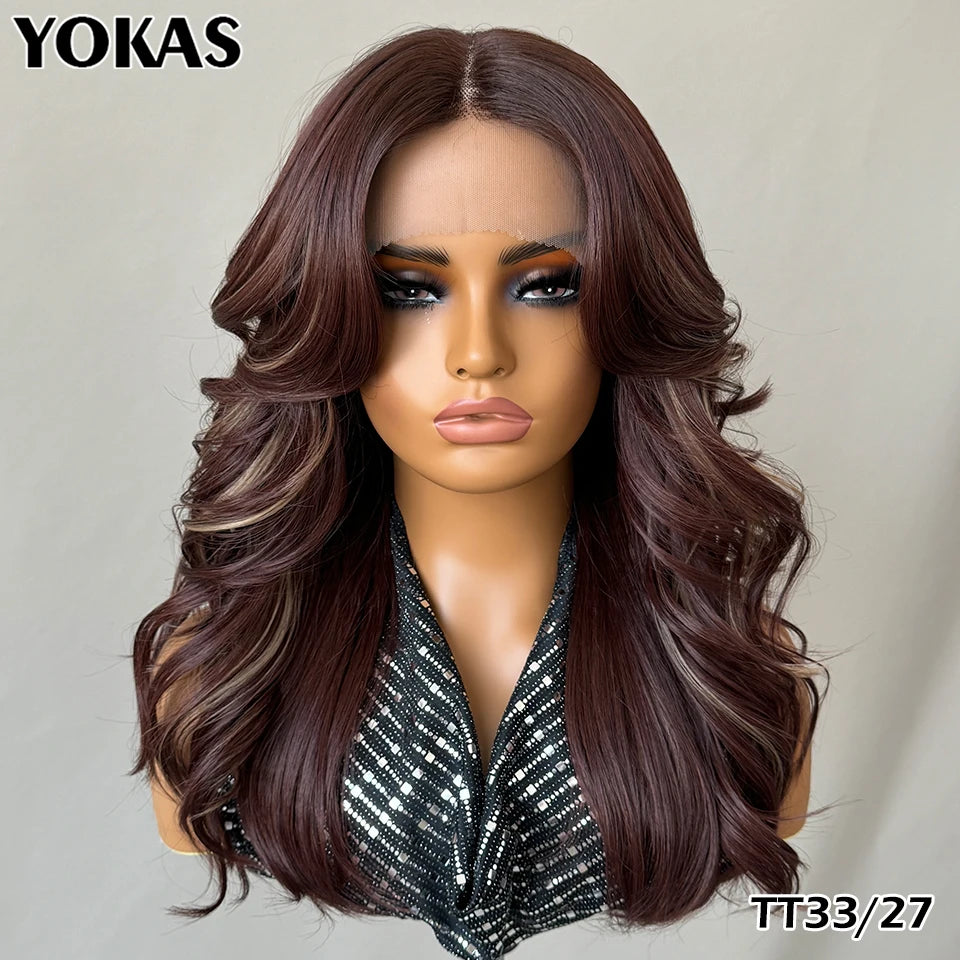 18" Body Wave T-Part Synthetic Lace Front Wig with Baby Hair – Heat Resistant