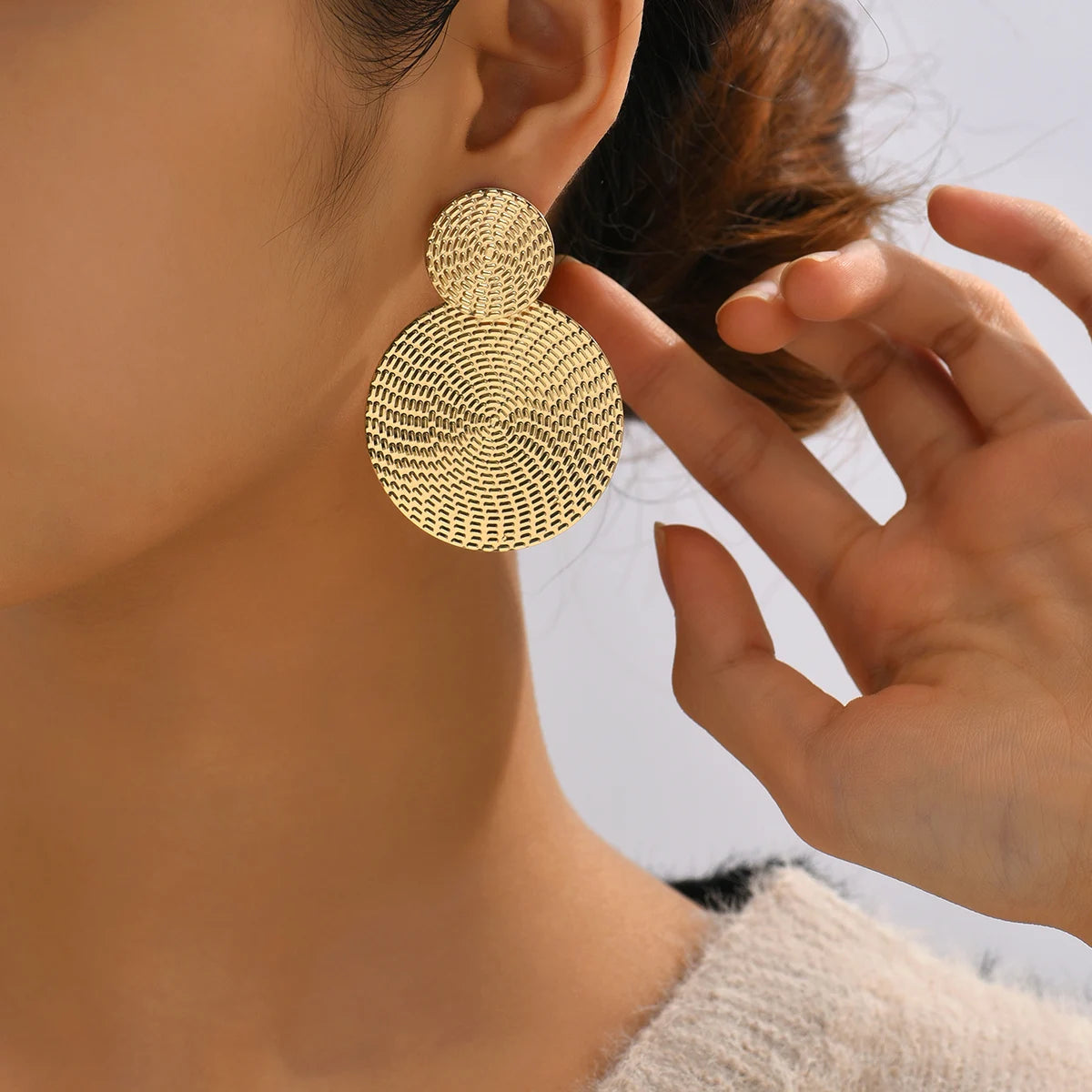Boho-Chic Geometric Metal Hoop Earrings