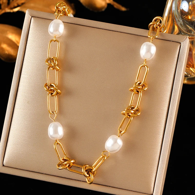 Elegant Stainless Steel Necklace & Bracelet Set with Colored Zircon