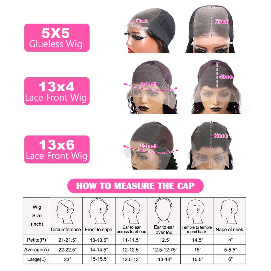 Luxury 13x6 HD Transparent Lace Frontal Wig | Deep Wave & Water Curly | 30-40 Inch Brazilian Human Hair