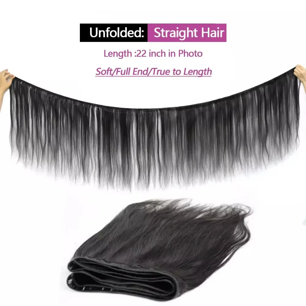 Raw Brazilian Straight Human Hair Bundles – 26, 28, 30 Inch Virgin Weave Extensions