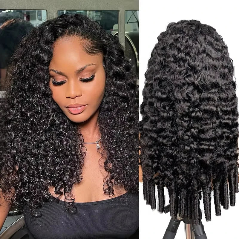 Half Wig Glueless Burmese Pixi Curly 100% Human Remy Hair Seamless Flip Over Half Wig Full Machine Made Drawstring Headband Wig