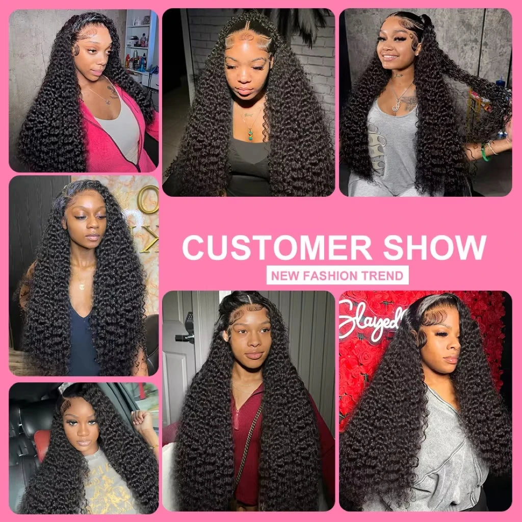 Deep Wave 13x6 HD Lace Frontal Human Hair Wig | 40 Inch, 220% Density Water Curly Remy Wig