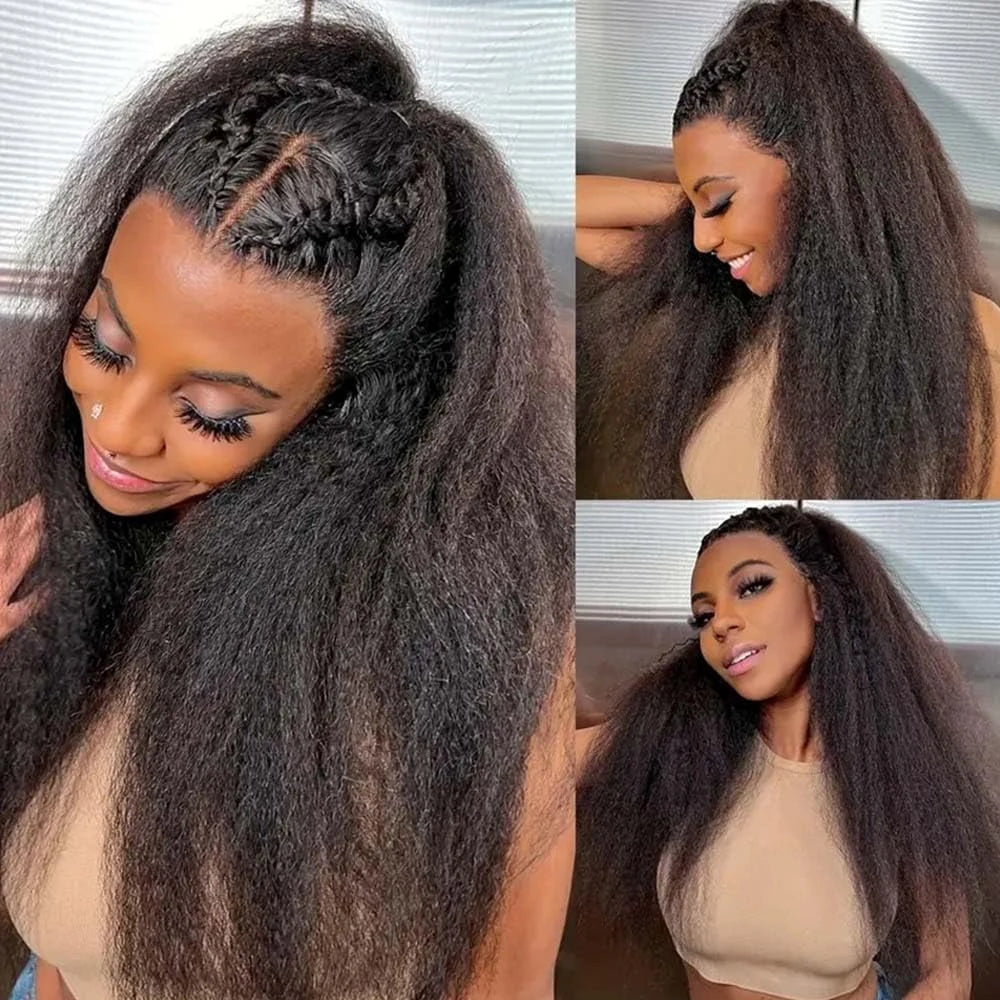 Glueless Kinky Straight Blowout Human Hair Wig | 250% Ultra-Density 13x4 HD Lace