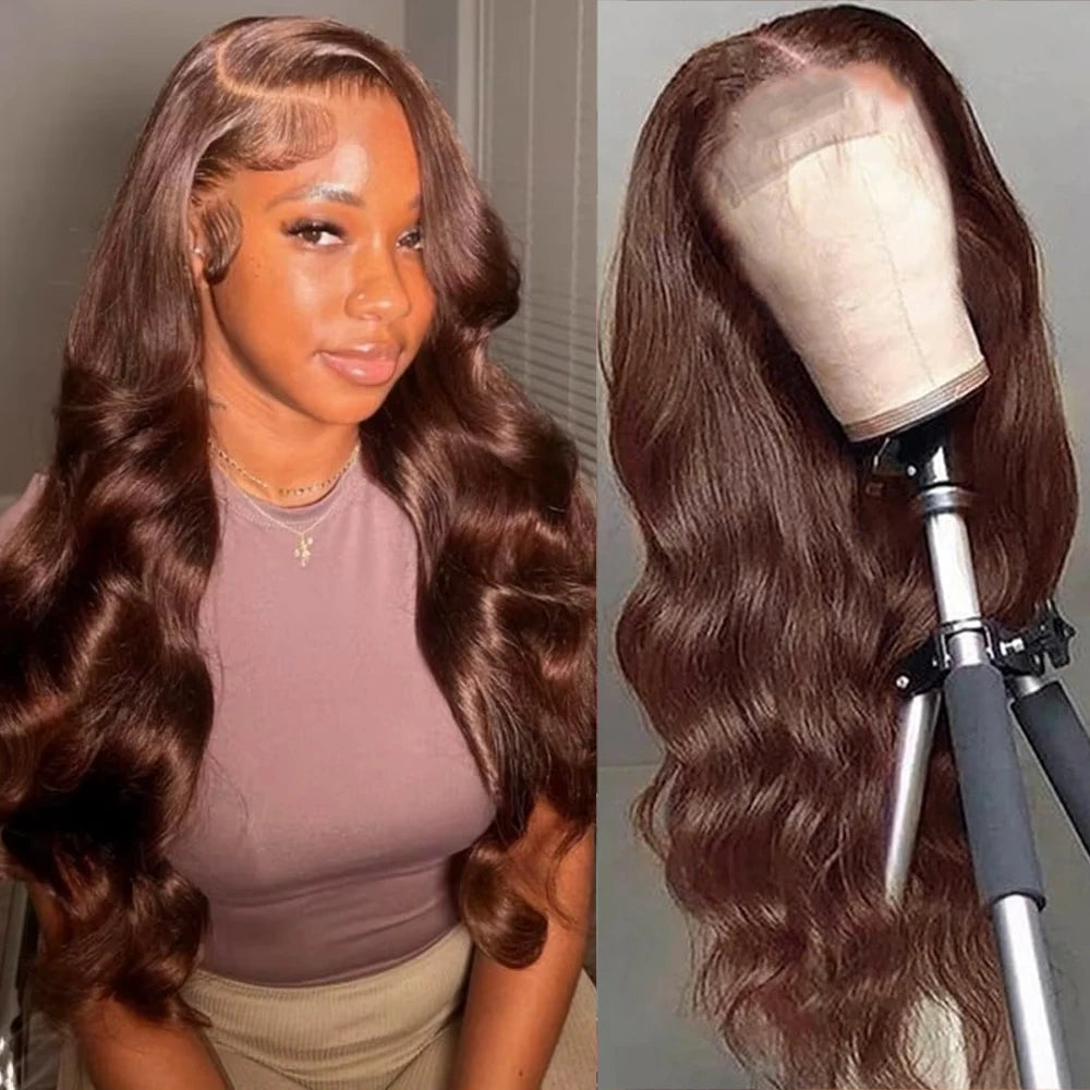 28-Inch Synthetic Body Wave Lace Front Wig - HD Transparent Lace - Heat Resistant Fiber