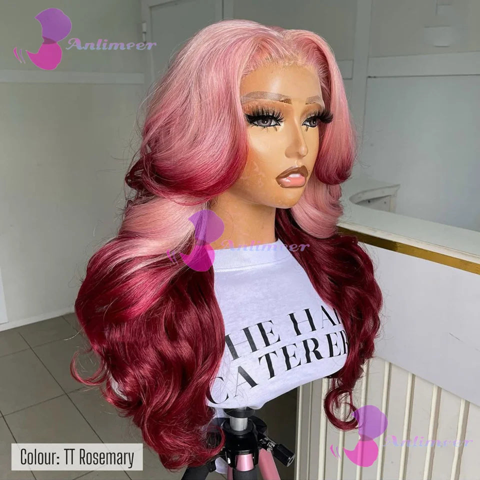 Rosemary Ombre Pink Body Wave 13x4 Glueless Lace Front Wig