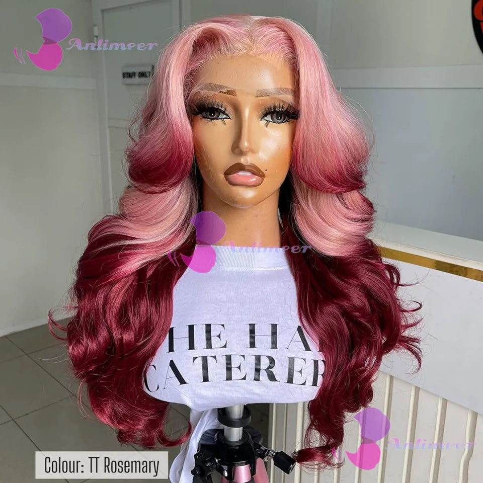 Rosemary Ombre Pink Body Wave 13x4 Glueless Lace Front Wig