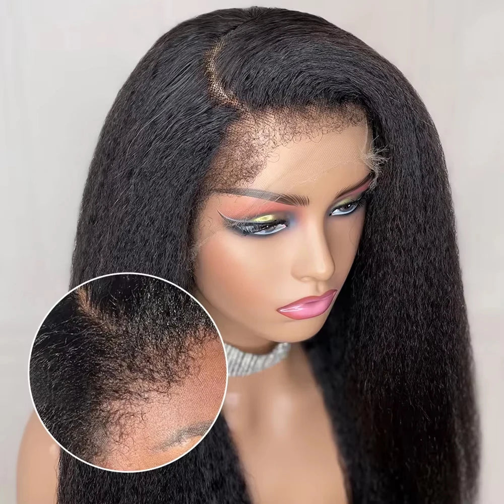 Glueless Kinky Straight Blowout Human Hair Wig | 250% Ultra-Density 13x4 HD Lace