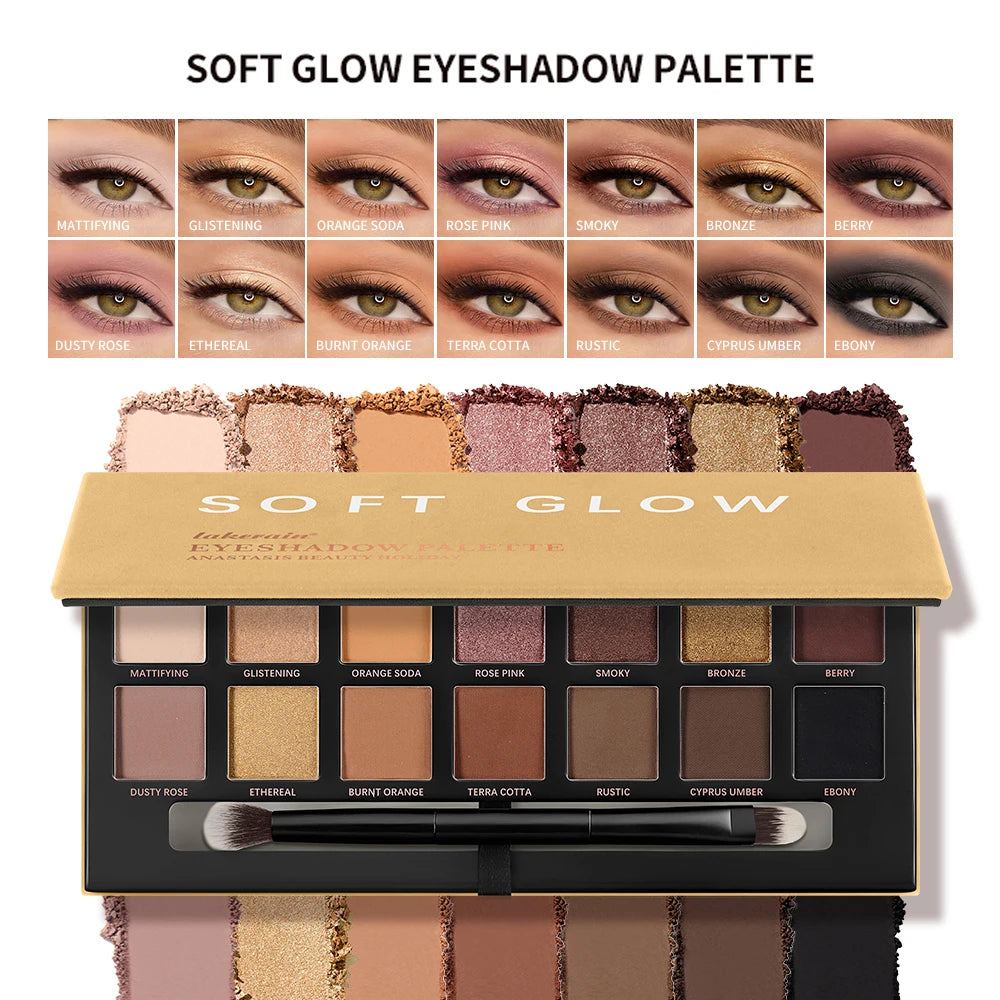 Soft Earth Tone Eyeshadow Palette – Multi-Color Matte & Pearl Everyday Makeup