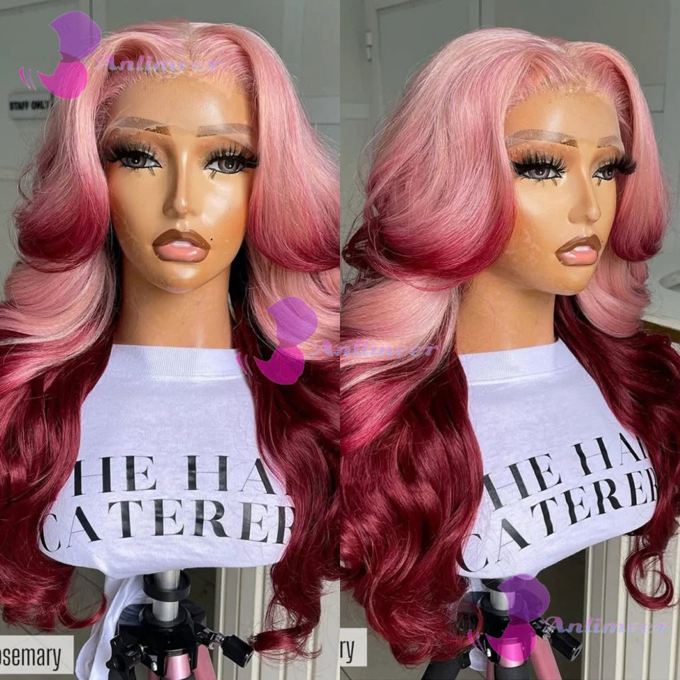 Rosemary Ombre Pink Body Wave 13x4 Glueless Lace Front Wig