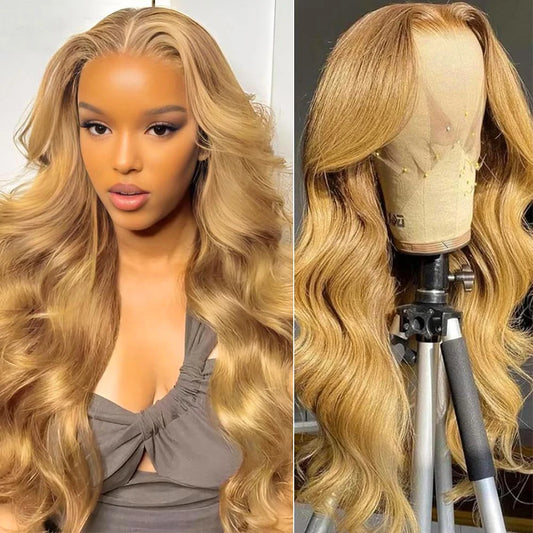 28-Inch Synthetic Body Wave Lace Front Wig - HD Transparent Lace - Heat Resistant Fiber