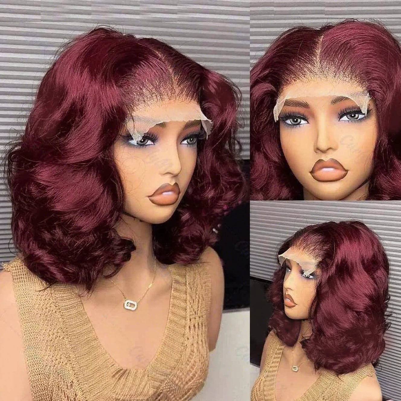 Burgundy Red #99J Loose Deep Wave Bob - 250% Density 13x4 HD Lace Front Human Hair Wig