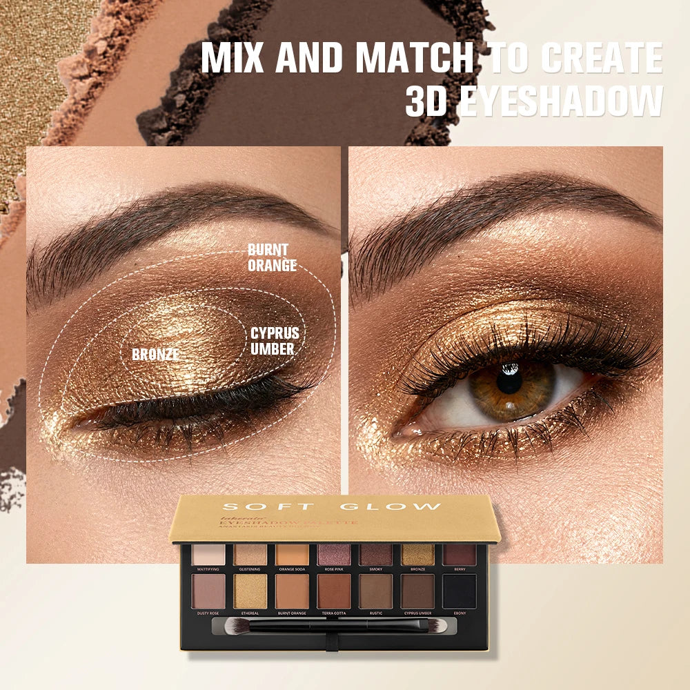 Soft Earth Tone Eyeshadow Palette – Multi-Color Matte & Pearl Everyday Makeup