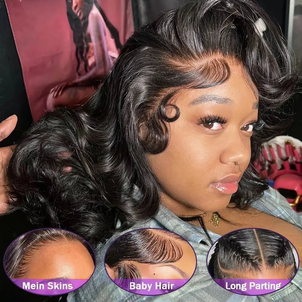 ✨ Luxury Body Wave Bob Wig Human Hair – 220% Density Glueless Wear & Go Wig with Pre-Cut 13x4 HD Lace Front