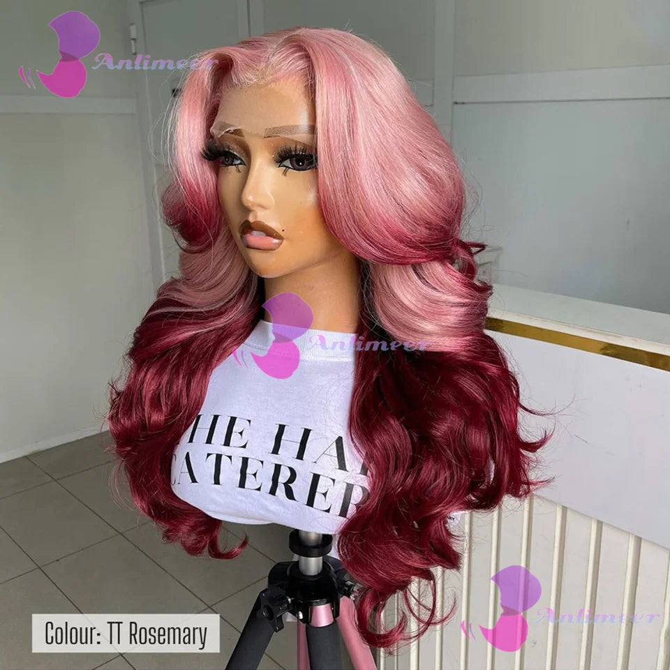 Rosemary Ombre Pink Body Wave 13x4 Glueless Lace Front Wig