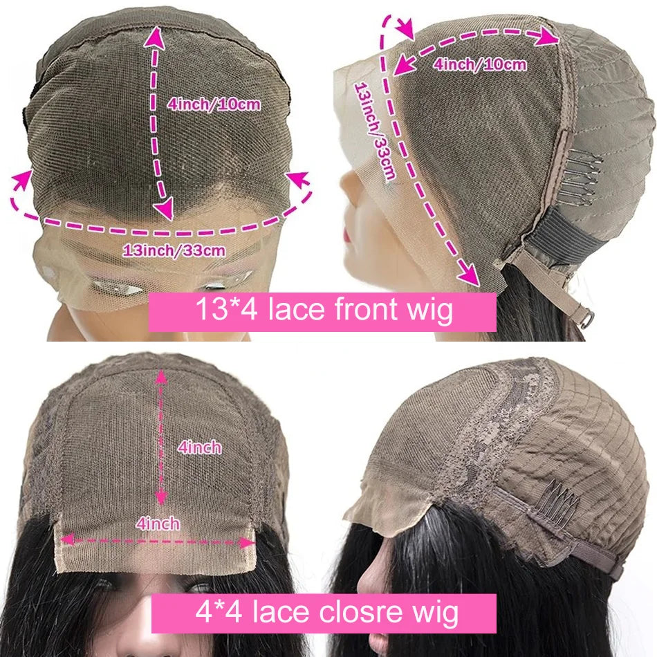✨ Short Straight Bob Human Hair Wig – 13x4 HD Lace Front / 4x4 Closure Wig, 230% Density, Natural Black Brazilian Virgin Hair