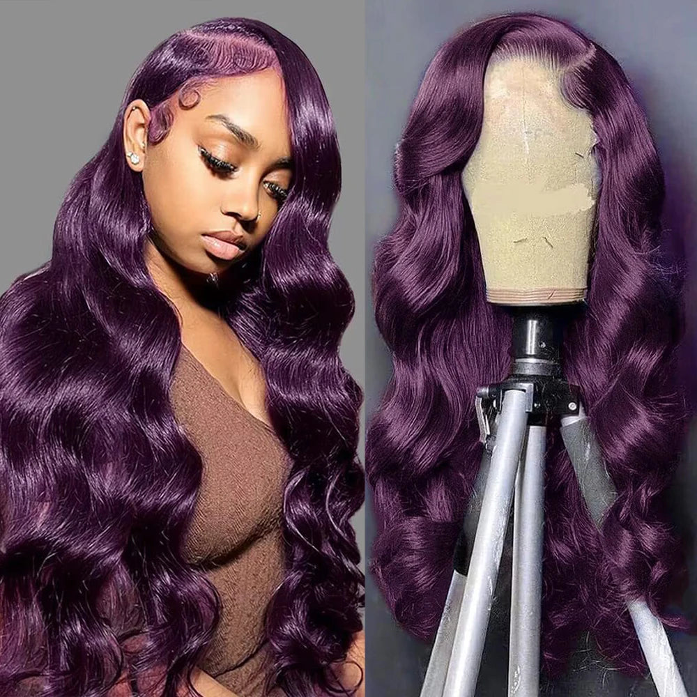 28-Inch Synthetic Body Wave Lace Front Wig - HD Transparent Lace - Heat Resistant Fiber