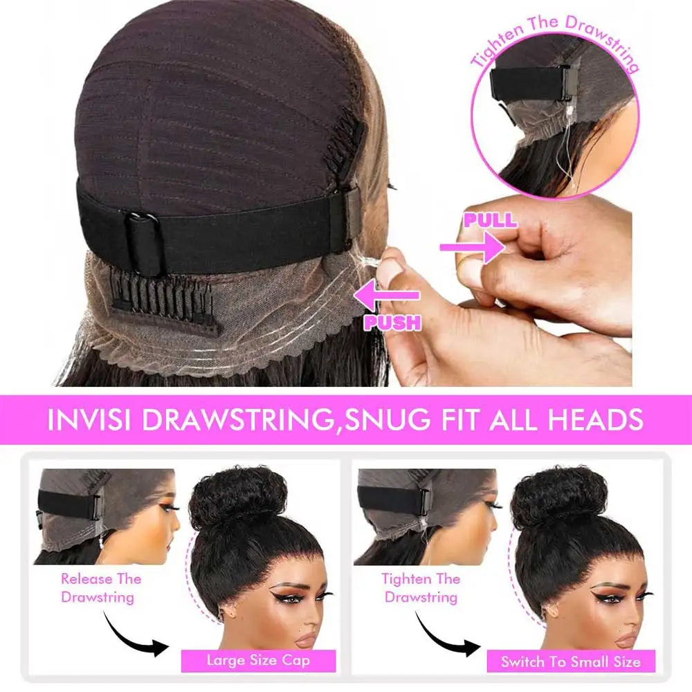 Kinky Straight 360 HD Lace Frontal Wig – Invisible Strap & Glueless Human Hair for High Ponytails