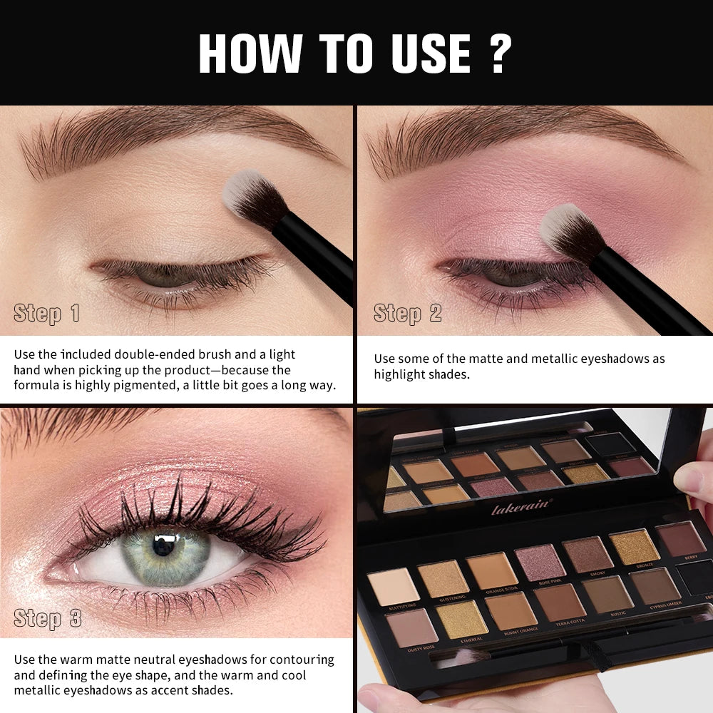 Soft Earth Tone Eyeshadow Palette – Multi-Color Matte & Pearl Everyday Makeup