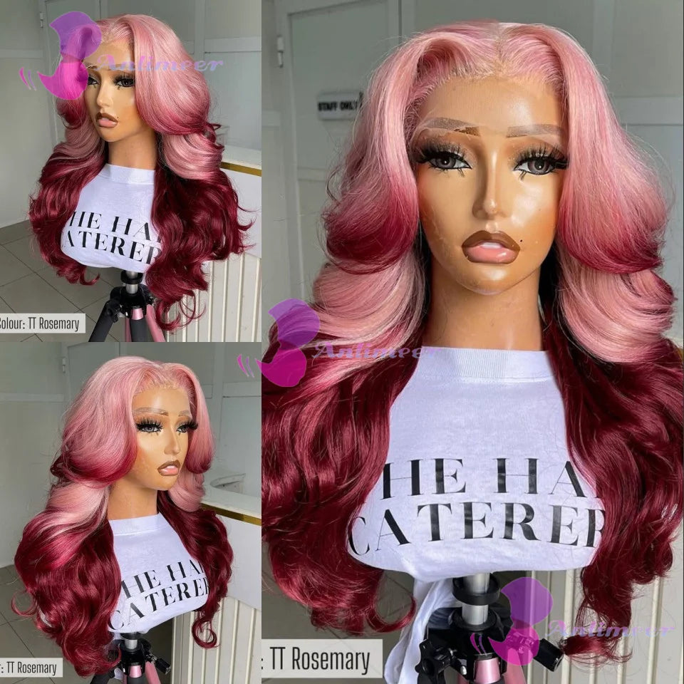 Rosemary Ombre Pink Body Wave 13x4 Glueless Lace Front Wig