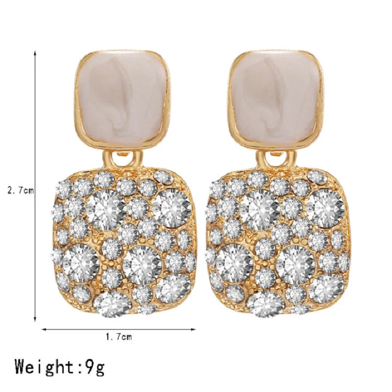 Orchid Purple Shiny Geometric Crystal Earrings