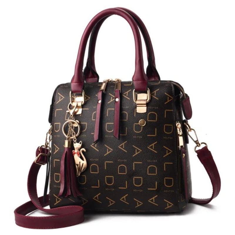 Classic Monogrammed Satchel Bag – Vintage Style with Detachable Chain Strap