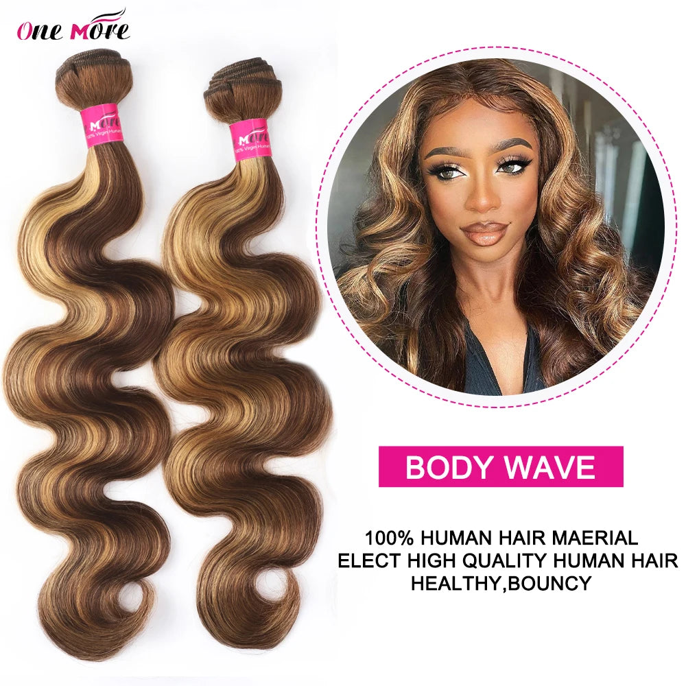 Honey Blonde Highlight Body Wave Bundles with 5x5 HD Lace Closure | P4/27 Ombre Brazilian Human Hair