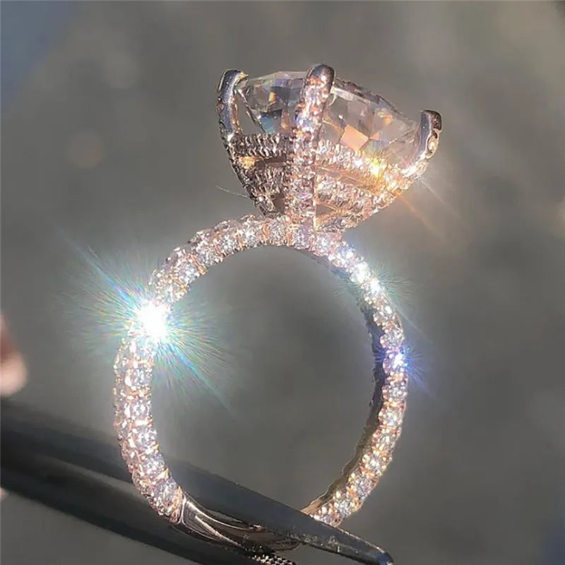Luxury Champagne Zirconia Square Cut Engagement Ring – Elegant 14K Gold Finish Statement Ring for Women