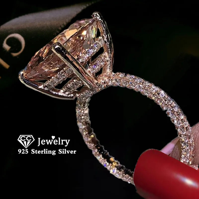Luxury Champagne Zirconia Square Cut Engagement Ring – Elegant 14K Gold Finish Statement Ring for Women
