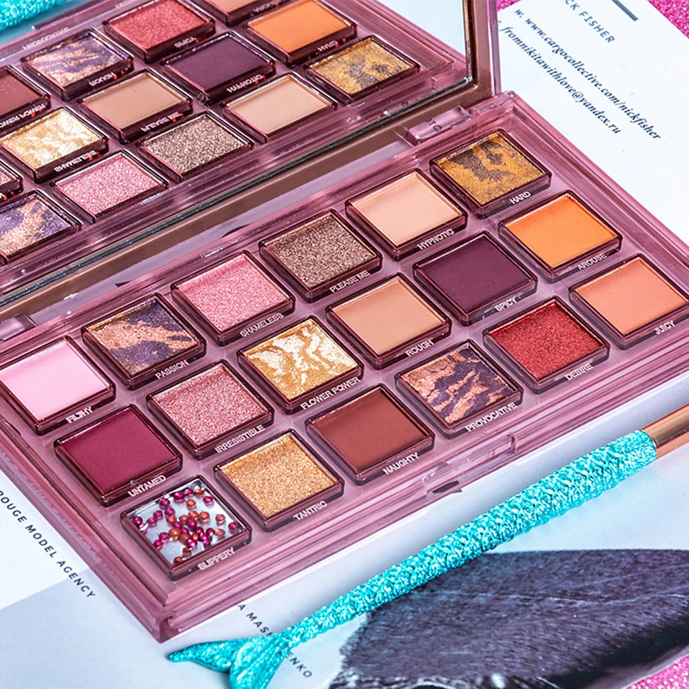 Pomegranate Seeds 18-Color Eyeshadow Palette | Highly Pigmented Matte & Shimmer Finishes