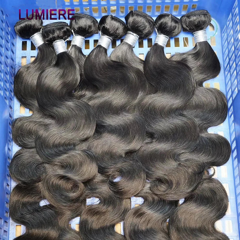 18A Virgin Raw Body Wave Hair Bundles with HD Lace Closure - 100% Brazilian Human Hair Weave - Frontal & Bundles Extension Set