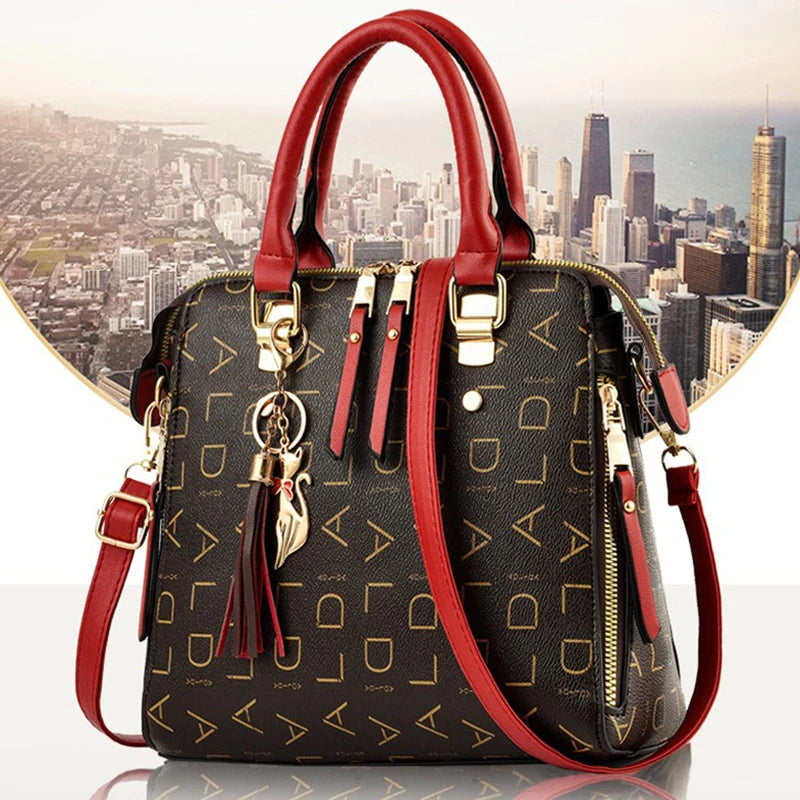 Classic Monogrammed Satchel Bag – Vintage Style with Detachable Chain Strap