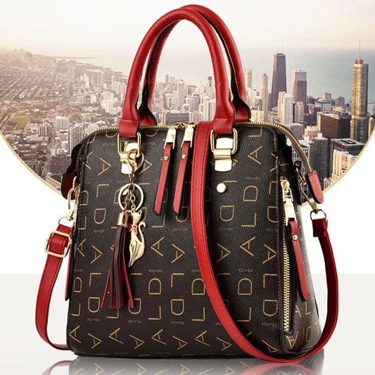 Classic Monogrammed Satchel Bag – Vintage Style with Detachable Chain Strap