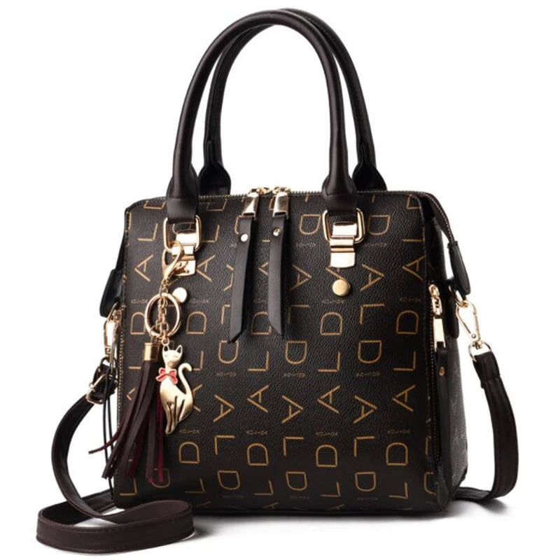Classic Monogrammed Satchel Bag – Vintage Style with Detachable Chain Strap