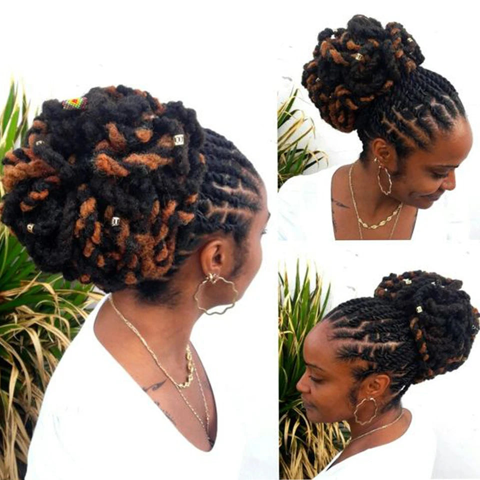 Synthetic Dreadlock Afro Puff Bun Drawstring Ponytail – Faux Locs Hair Piece