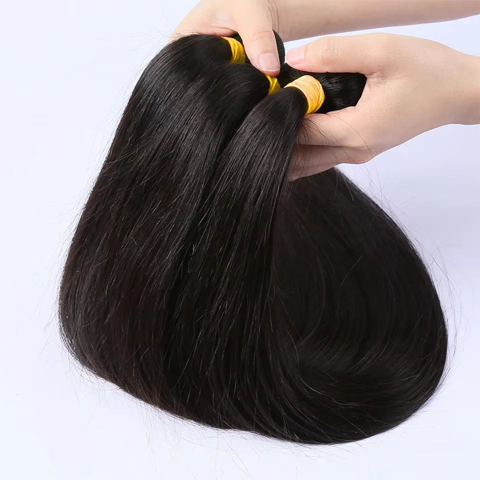 Raw Brazilian Straight Human Hair Bundles – 26, 28, 30 Inch Virgin Weave Extensions