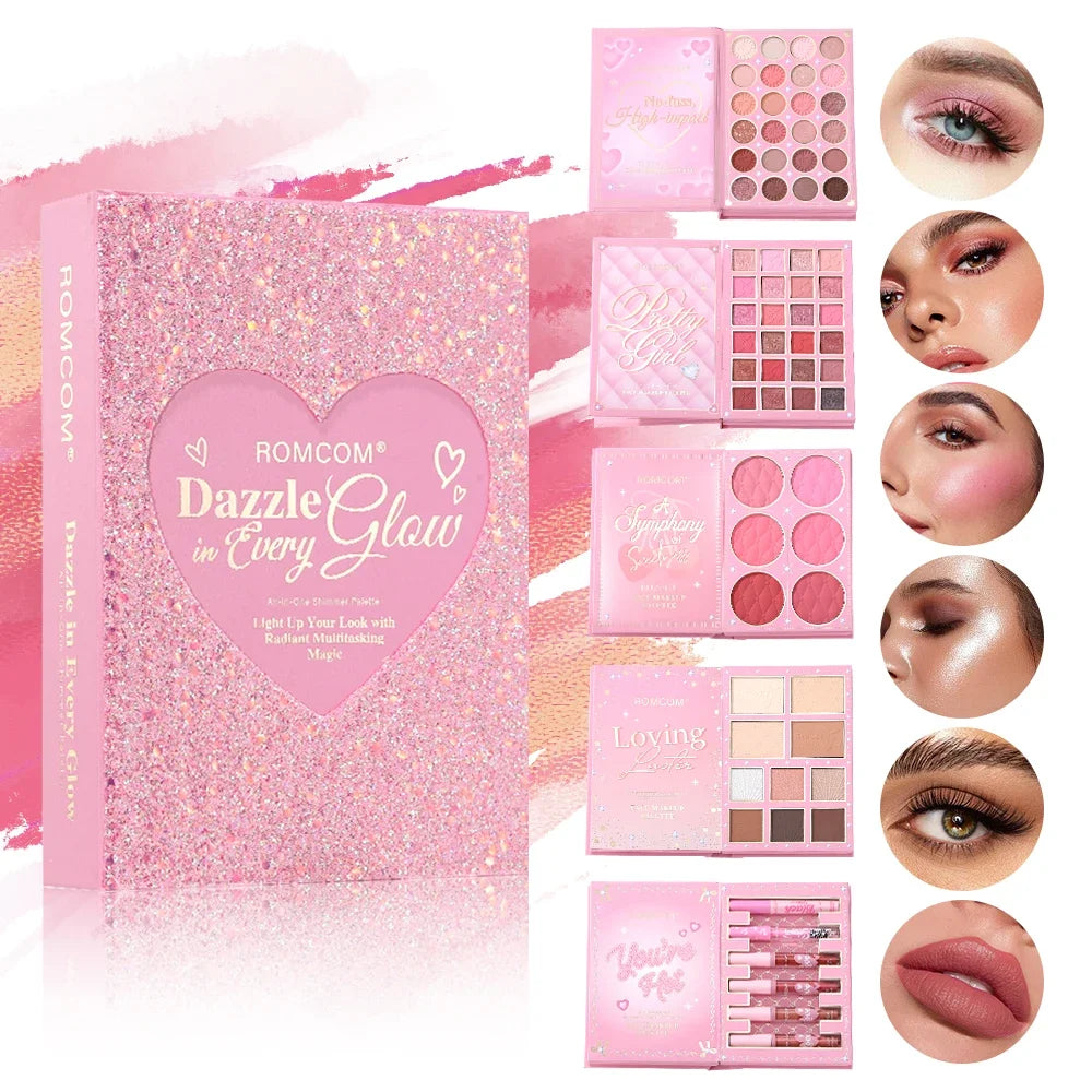 All-In-One Makeup Book – Full Face Palette (Eyes, Blush, Contour & Lip Gloss) 5-Layer Makeup Book – Complete Glam Kit