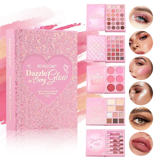 All-In-One Makeup Book – Full Face Palette (Eyes, Blush, Contour & Lip Gloss) 5-Layer Makeup Book – Complete Glam Kit