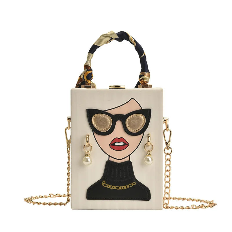 Classic Geometric Leather Handbag – Designer Hard-Shell Evening Purse & Luxury Crossbody